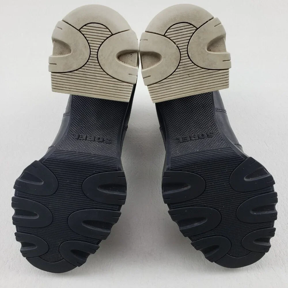 Sorel Brex Chelsea Ankle Boot Womens 8 Black Leather Pull On Waterproof Block - Picture 12 of 13